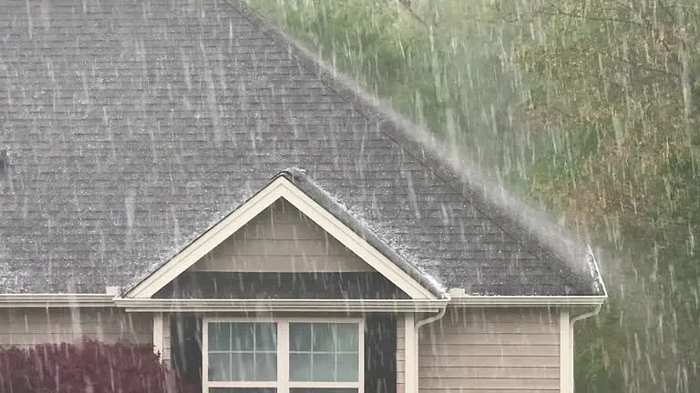 Storm rain over a roof in the Nebraska Panhandle