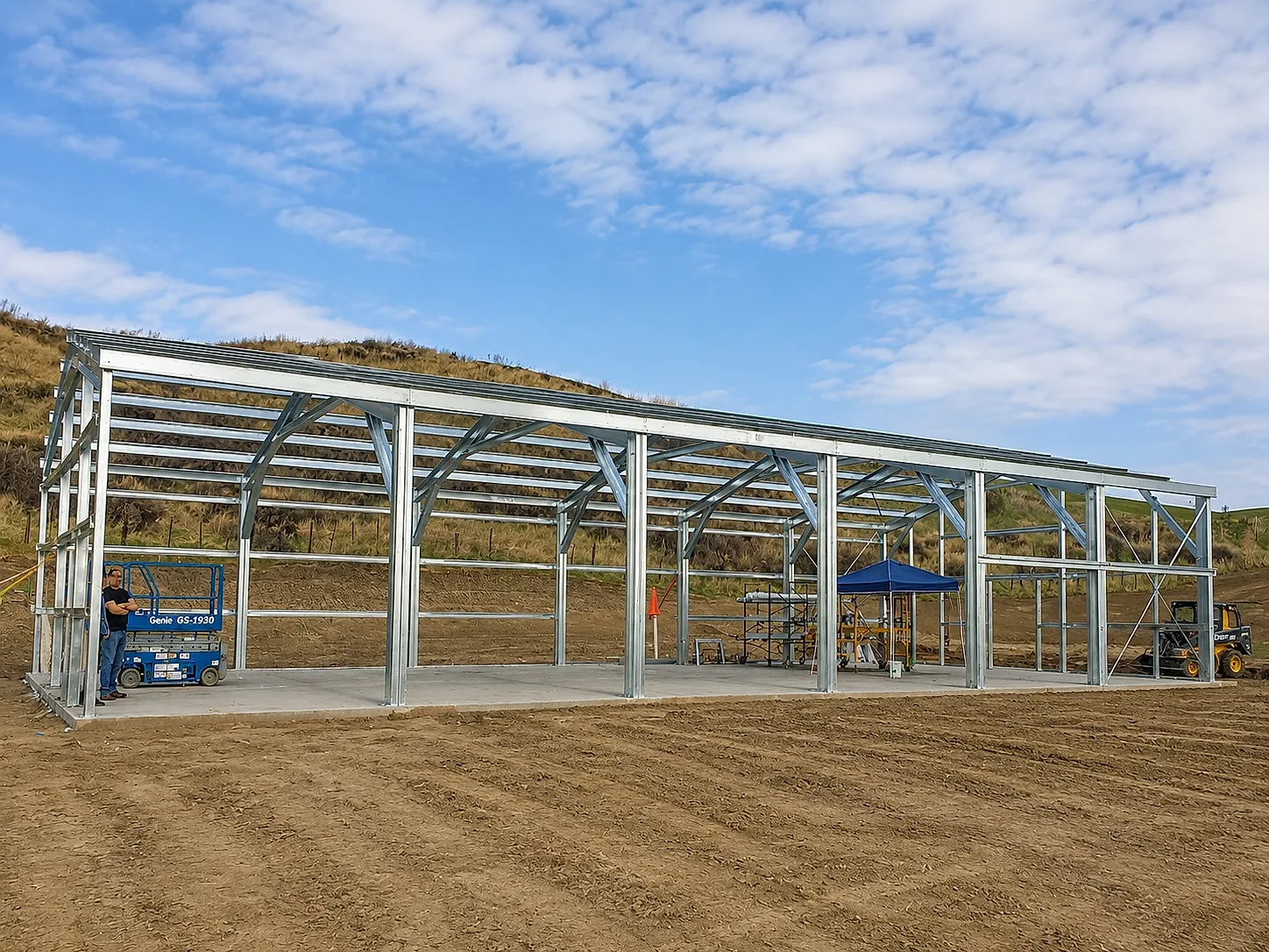 Cold-form building frame on hillside site
