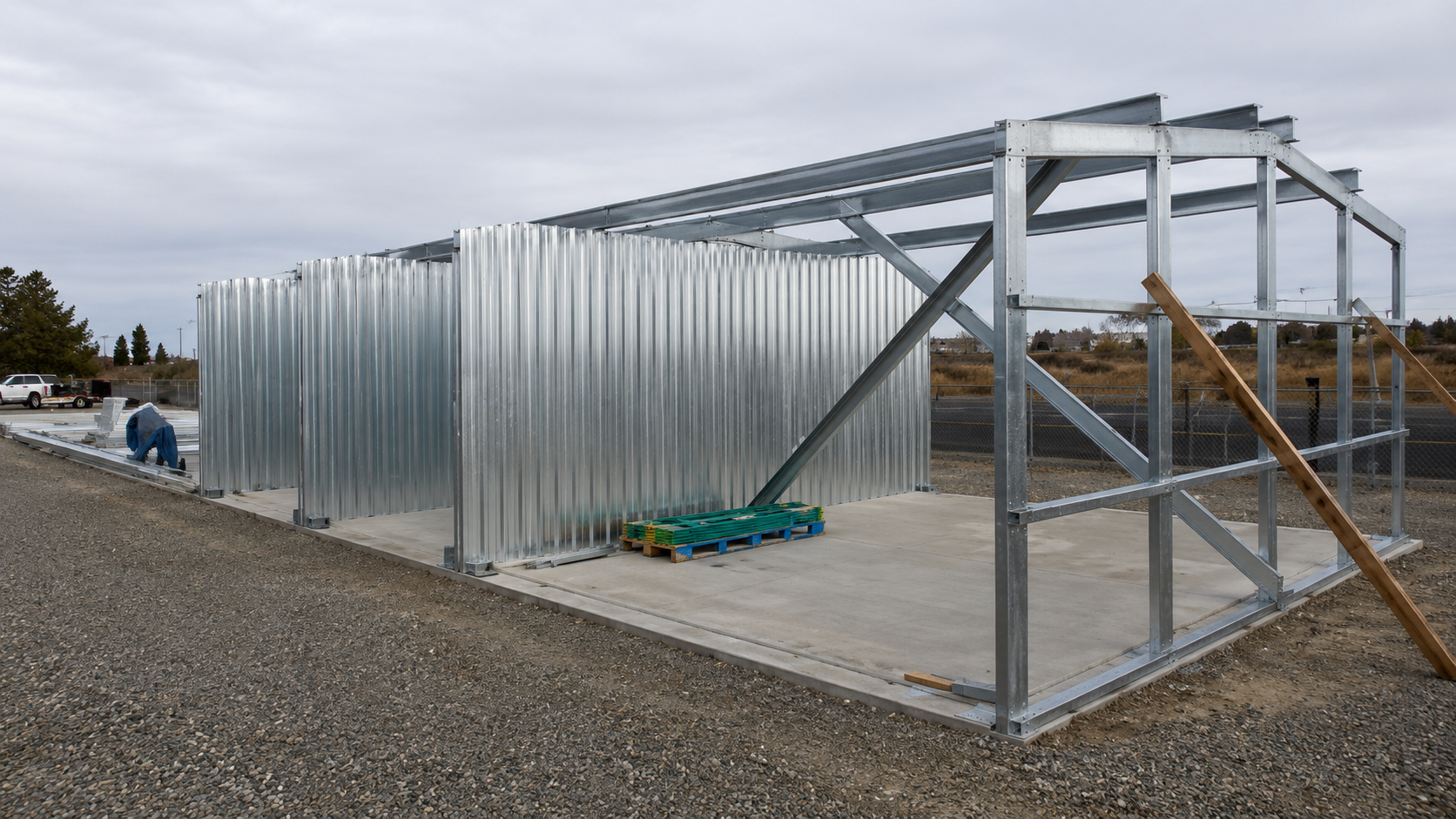 Cold-form steel framing under construction